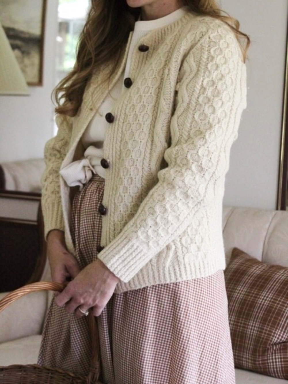 Chunky Aran-Knit Cardigan Sweater